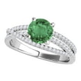 thumbnail image 1 of Mauli Jewels Engagement Rings for Women 1.15 Carat Halo Split Shank Emerald And Diamond Engagement Ring Crafted 4-prong 14k Solid White Gold, 1 of 7