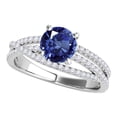 thumbnail image 1 of Mauli Jewels Engagement Rings for Women 1.15 Carat Halo Split Shank Sapphire And Diamond Engagement Ring Crafted 4-prong 14k Solid White Gold, 1 of 7