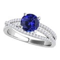 thumbnail image 1 of Mauli Jewels Engagement Rings for Women 1.15 Carat Halo Split Shank Tanzanite And Diamond Engagement Ring Crafted 4-prong 14k Solid White Gold, 1 of 7