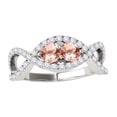 thumbnail image 1 of Mauli Jewels Engagement Rings for Women 1.15 Carat Two Stone Morganite and Diamond Engagement Ring 4 Prong14K White Gold, 1 of 7