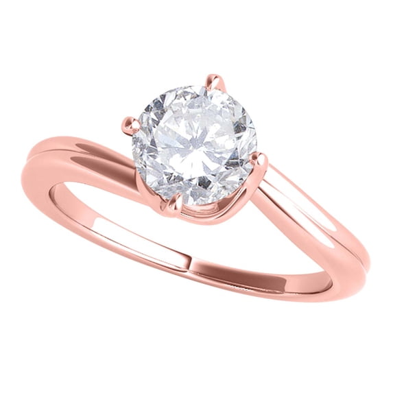Mauli Jewels Engagement Rings for Women 1/2 Carat Diamond Engagement Ring 4 prong 10K Solid Rose Gold