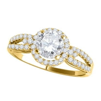 Mauli Jewels Engagement Rings for Women 1/2 Carat Halo Diamond Engagement Flower Shape Ring 4 Prong-Setting14K Solid Yellow Gold