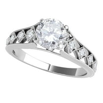 Mauli Jewels Engagement Rings for Women 1/2 Carat Halo Diamond Engagement forever Ring Crafted 4 Prong 14k Solid White Gold