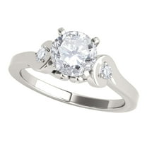 Mauli Jewels Engagement Rings for Women 1/2 Carat Halo Engagement Diamond Ring Crafted 4 Prong 10k Solid White Gold
