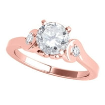 Mauli Jewels Engagement Rings for Women 1/2 Carat Halo Engagement Diamond Ring Crafted 4 Prong10k Solid Rose Gold