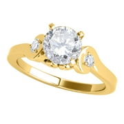 Mauli Jewels Engagement Rings for Women 1/2 Carat Halo Engagement Diamond Ring Crafted 4 prong10k Solid Yellow Gold