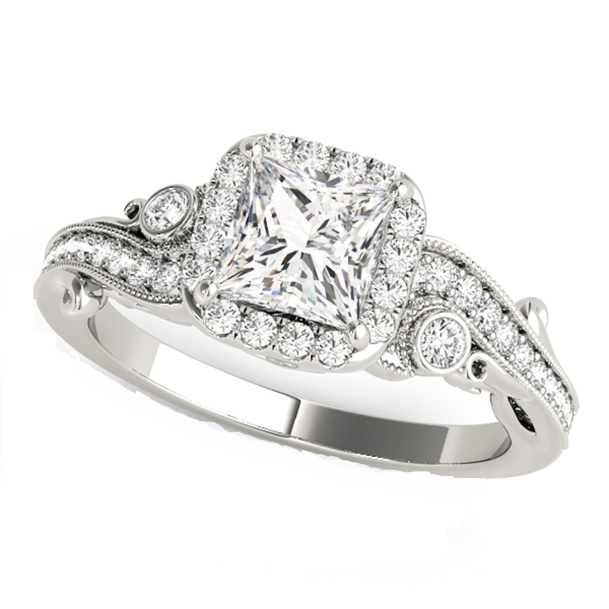 Mauli Jewels Engagement Rings for Women 1/2 Carat Princess Cut Diamond Engagement ring 4 prong 14K Solid Rose, White & Yellow Gold