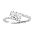 thumbnail image 1 of MauliJewels 1/2 CT Diamond Two Stone Ring in 10K Rose White & Yellow Gold with Rhodium Finish | Prong Setting | Engagement Ring for Women, 1 of 6