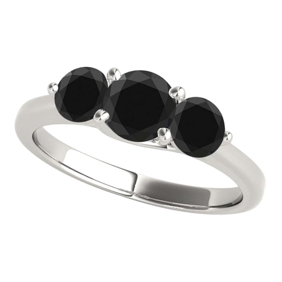 Mauli Jewels 1/2 Carat 3-Stone Black Diamond Engagement Ring, 14k White Gold, 4-Prong Setting