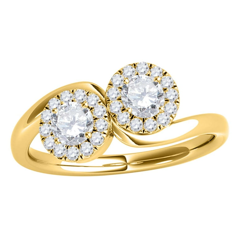 Mauli Jewels Engagement Rings for Women 1/2 Carat Two Stone