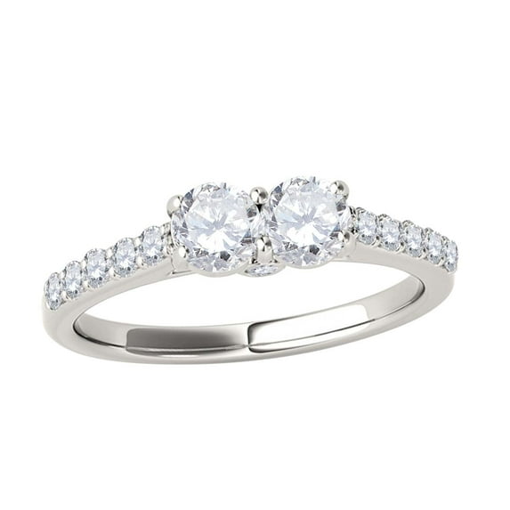 Mauli Jewels Engagement Rings for Women 1/2 Carat Two Stone Diamond Ring 4 Prong-Setting14K White Gold