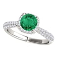 thumbnail image 1 of Mauli Jewels Engagement Rings for Women 1.20 Carat Halo Beautiful Design Emerald And Diamond Engagement Ring 4-prong 14k Solid White Gold, 1 of 7