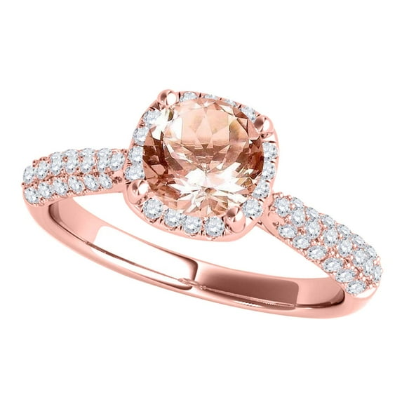 Mauli Jewels Engagement Rings for Women 1.20 Carat Halo Beautiful Design Morganite And Diamond Engagement Ring 4-prong 14k Solid Rose Gold