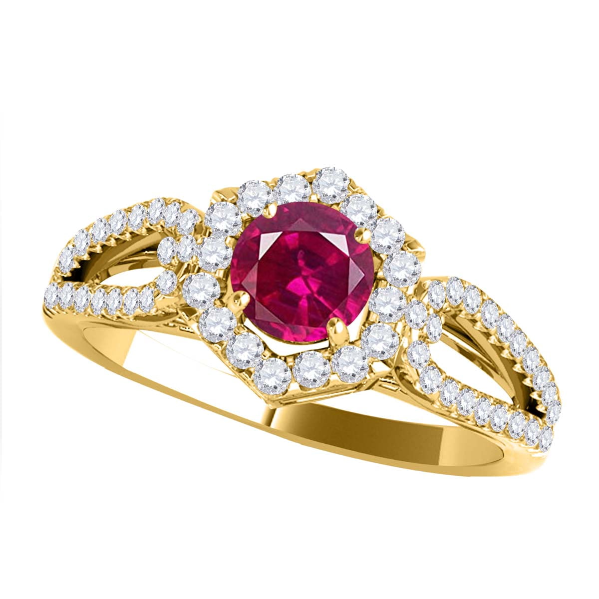 Mauli Jewels Engagement Rings For Women 120 Carat Halo Created Ruby And Diamond Engagement Ring 4464