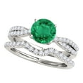 thumbnail image 1 of Mauli Jewels Engagement Rings for Women 1.20 Carat Halo Emerald And Diamond Bridal Set 4-prong 14k White Gold, 1 of 5