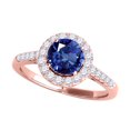 thumbnail image 1 of Mauli Jewels Engagement Rings for Women 1.20 Carat Halo Sapphire And Diamond Engagement Ring 4 Prong-Setting 14k Rose Gold, 1 of 6