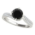 thumbnail image 1 of Mauli Jewels Engagement Rings for Women 1.20 Carat Interwined Design Black Diamond Engagement Wedding Ring 4-prong 14k Solid White Gold, 1 of 6