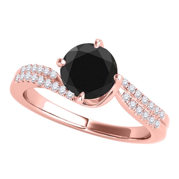 Mauli Jewels Engagement Rings for Women 1.20 Carat Interwined Design Black Diamond Engagement Wedding Ring4-prong 14k Solid Rose Gold