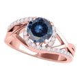 thumbnail image 1 of Mauli Jewels Engagement Rings for Women 1.25 Carat Blue and White Diamond Halo Engagement Ring 4-Prong 14K Rose Gold, 1 of 6