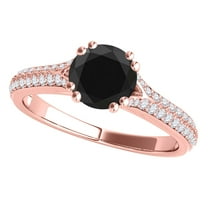Mauli Jewels Engagement Rings for Women 1.25 Carat Brilliant Black Diamond Engagement Ring prong 14K Rose Gold