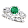 thumbnail image 1 of Mauli Jewels Engagement Rings for Women 1.25 Carat Halo Emerald And Diamond Bridal Set Prong-Setting 14k White Gold, 1 of 6