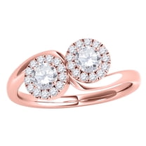 Mauli Jewels Engagement Rings for Women 1.25 Carat Two Stone Diamond Ring 4 Prong-Setting10K Rose Gold