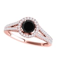 thumbnail image 1 of Mauli Jewels Engagement Rings for Women 1.30 Carat Halo Split Shank Black Diamond Engagement Wedding Ring 4 Prong-Setting 14k Solid Rose Gold, 1 of 6