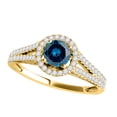 thumbnail image 1 of Mauli Jewels Engagement Rings for Women 1.30 Carat Halo Split Shank Blue Diamond Engagement Wedding Ring 4 Prong-Setting 14k Solid Yellow Gold, 1 of 6