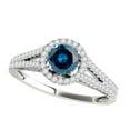 thumbnail image 1 of Mauli Jewels Engagement Rings for Women 1.30 Carat Halo Split Shank Blue Diamond Engagement Wedding Ring Prong-Setting 14k Solid White Gold, 1 of 6