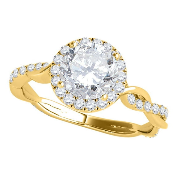 Mauli Jewels Engagement Rings for Women 1.30 Carat Interwine Shank Diamond Engagement Wedding Ring 4-prong 14k Solid Yellow Gold