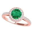 thumbnail image 1 of Mauli Jewels Engagement Rings for Women 1.35 Carat Antique Design Halo Emerald And Diamond Engagement Ring 4-prong 14k Solid Rose Gold, 1 of 7