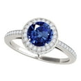 thumbnail image 1 of Mauli Jewels Engagement Rings for Women 1.35 Carat Antique Design Halo Sapphire And Diamond Engagement Ring 4-prong 14k Solid White Gold, 1 of 7