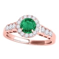 thumbnail image 1 of Mauli Jewels Engagement Rings for Women 1.35 Carat Halo Emerald And Diamond Engagement Ring 4 Prong-Setting 14k Rose Gold, 1 of 6