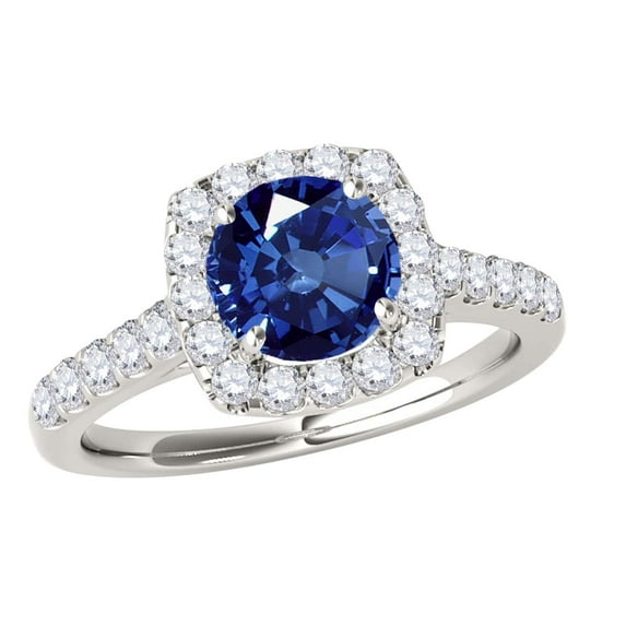 Mauli Jewels Engagement Rings for Women 1.35 Carat Halo Sapphire And Diamond Engagement Ring Crafted Prong 14k Solid Rose Yellow White Gold