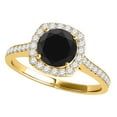 thumbnail image 1 of Mauli Jewels Engagement Rings for Women 1.35 Carat Halo Unique Design Black Diamond Engagement Wedding Ring 4-prong 14k Solid Yellow Gold, 1 of 6