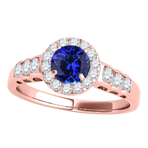 Mauli Jewels Engagement Rings for Women 1.37 Carat Halo Tanzanite and Diamond Engagement Ring 4 Prong-Setting 14k Rose/White/Yellow Gold