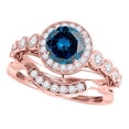 thumbnail image 1 of Mauli Jewels Engagement Rings for Women 1.40 Carat Halo Blue Diamond Bridal Set Prong-Setting 14k Rose Gold, 1 of 8