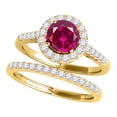 thumbnail image 1 of Mauli Jewels Engagement Rings for Women 1.40 Carat Halo Created Ruby And Diamond Bridal Set 4 Prong-Setting 14k Yellow Gold, 1 of 6