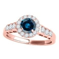 thumbnail image 1 of Mauli Jewels Engagement Rings for Women 1.45 Carat Halo Blue Diamond Engagement Ring Crafted 4 Prong-Setting 14k Rose Gold, 1 of 6