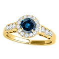 thumbnail image 1 of Mauli Jewels Engagement Rings for Women 1.45 Carat Halo Blue Diamond Engagement Ring Crafted 4 Prong-Setting 14k Yellow Gold, 1 of 6