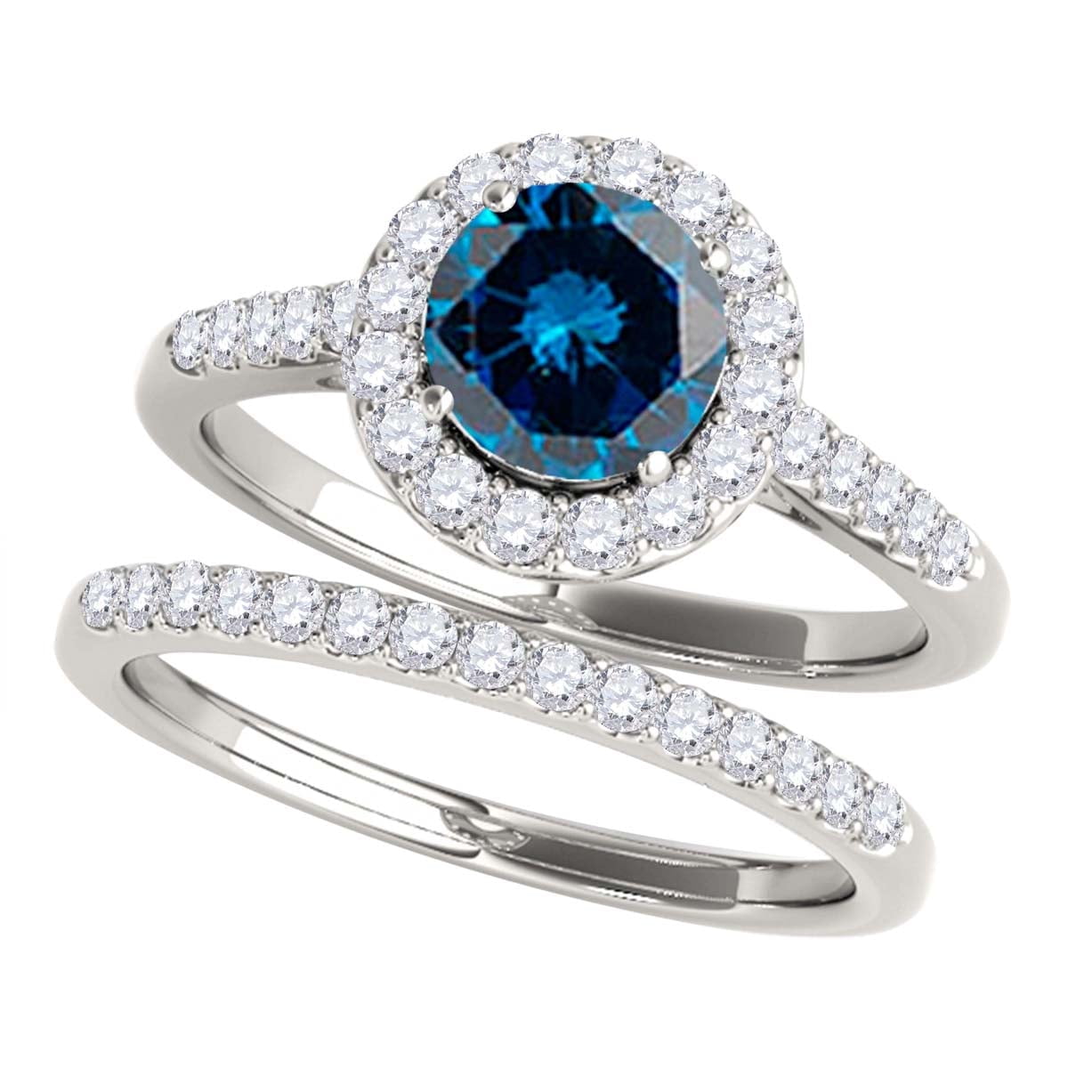 Mauli Jewels Engagement Rings for Women 1.50 Carat Halo Blue Diamond — free download