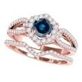 thumbnail image 1 of Mauli Jewels Engagement Rings for Women 1.50 Carat Halo Blue Diamond Bridal Set Prong-Setting 14k Rose Gold, 1 of 5