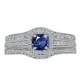 thumbnail image 1 of Mauli Jewels Engagement Rings for Women 1.55 Carat Natural Round Shape Sapphire And Diamond Trio Ring Set Prong-Setting 10K White Gold, 1 of 6