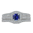 thumbnail image 1 of Mauli Jewels Engagement Rings for Women 1.55 Carat Natural Round Shape Tanzanite And Diamond Trio Set Ring Prong-Setting 10K White Gold, 1 of 6