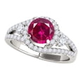 thumbnail image 1 of Mauli Jewels Engagement Rings for Women 1.65 Carat Halo Created Ruby and Diamond Engagement Ring 4 Prong 14k White Gold, 1 of 7