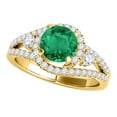 thumbnail image 1 of Mauli Jewels Engagement Rings for Women 1.65 Carat Halo Emerald And Diamond Engagement Ring 4 prong 14k Yellow Gold, 1 of 7