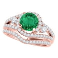 thumbnail image 1 of Mauli Jewels Engagement Rings for Women 1.85 Carat Emerald And Diamond Bridal Set prong 14k Rose Gold, 1 of 7