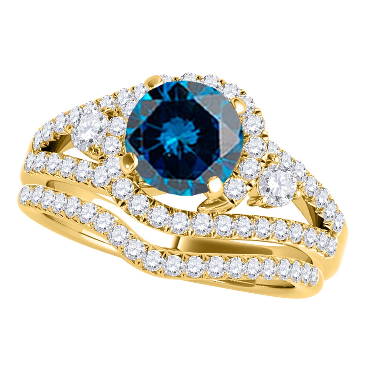 Mauli Jewels Engagement Rings for Women 1.95 Carat Halo Blue Diamond ...