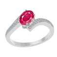 thumbnail image 1 of Mauli Jewels Engagement Rings for Women 1 Carat Created Ruby and Diamond Wedding Engagement Ring 4-Prong 10k Solid White Gold, 1 of 6