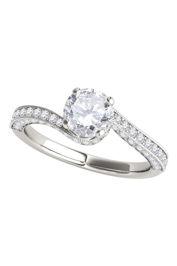 Engagement Rings for Women 1 Carat Diamond Sparkling Engagement Ring 4 prong 10K Solid White Gold